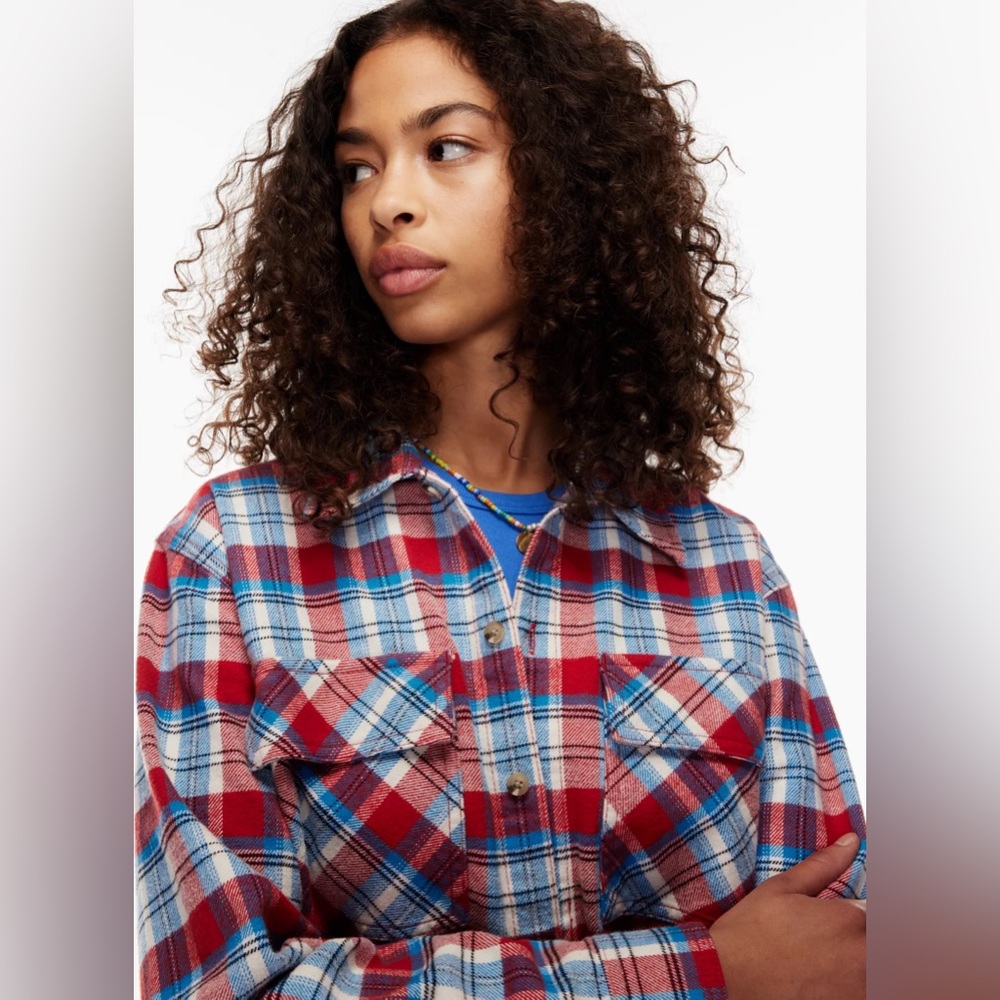 Aritzia tna plaid button up